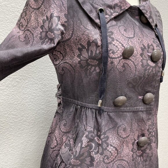 Jade Melody Tam Womens Small Cotton Blend Mid-lengthTrench Coat Purple Lavendar - Picture 3 of 11